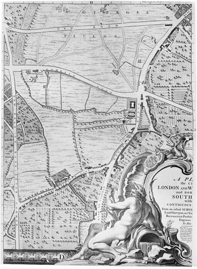 セントジョージズフィールズとニューイントンバッツの地図、ロンドン、1746 作： John Rocque